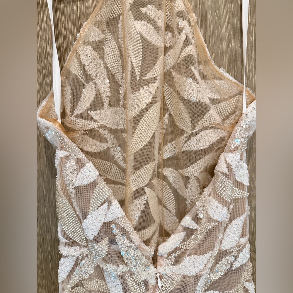 NADINE MERABI Beige Leaf Halter Jumpsuit - Picture 9 of 16